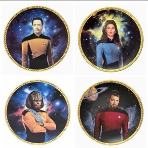 Star Trek TNG Hamilton Collection Plate Set of 4 Data Riker Worf Troi USA